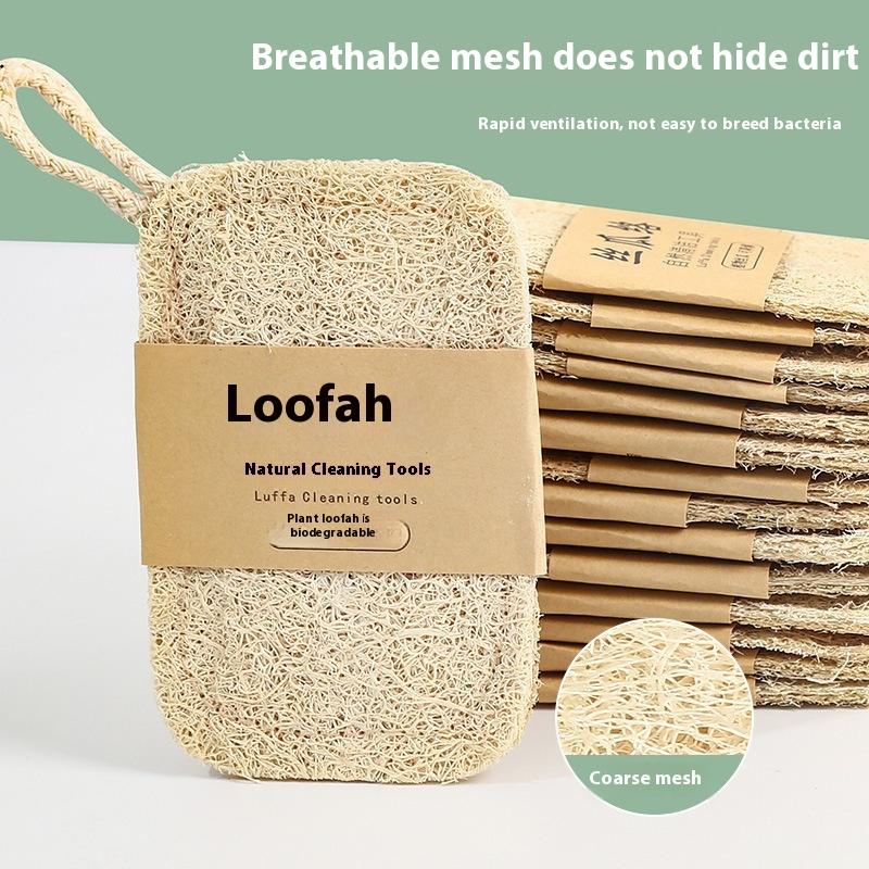 Dish Brush Bamboo - แผ่นใยบวบธรรมชาติ 6 ชิ้น ใช้ซ้ำได้ ฟองน้ำล้างจาน ใยบวบสำหรับทำความสะอาดหม้อ