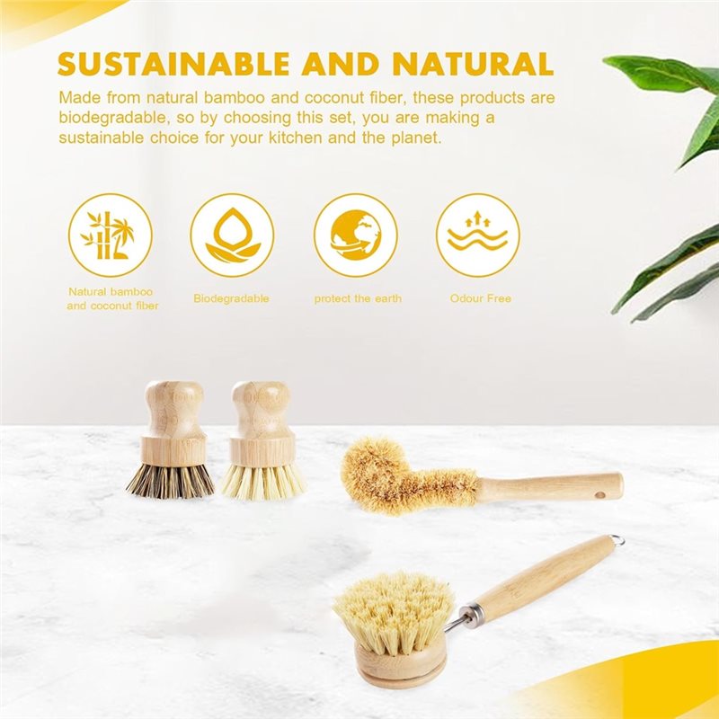 ABNL ด้ามจับไม้ตามหลักสรีรศาสต - Dish Brush Bamboo บทวิจารณ์และราคา